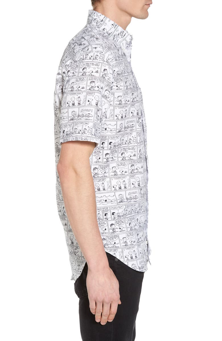 Gitman Peanuts Print Short Sleeve Sport Shirt, Alternate, color,