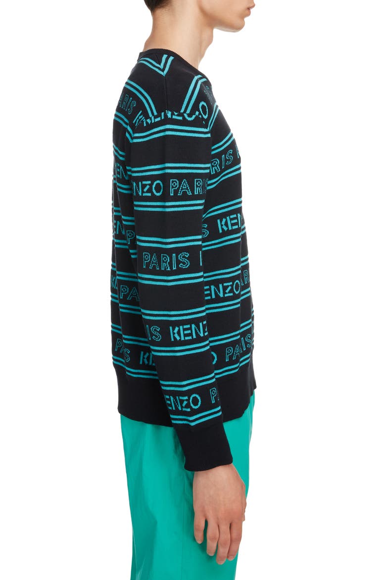 Logo Intarsia Crewneck Sweater, Alternate, color, BLACK