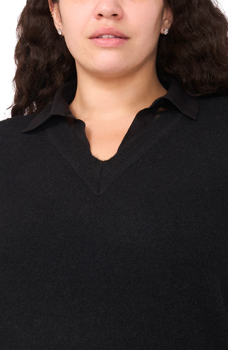 Halogen<sup>®</sup> Mixed Media Long Sleeve Sweater, Alternate, color, Rich Black