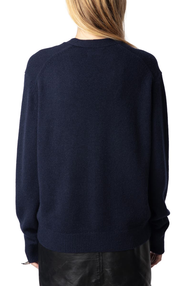 Zadig & Voltaire Travia You Are Everything Heart Cashmere Cardigan, Alternate, color,