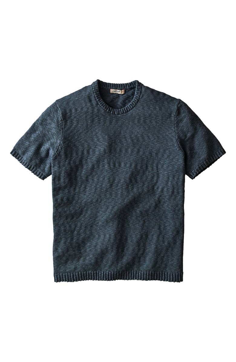 Marine Layer Short Sleeve Slub Cotton Sweater, Alternate, color, Vintage Indigo