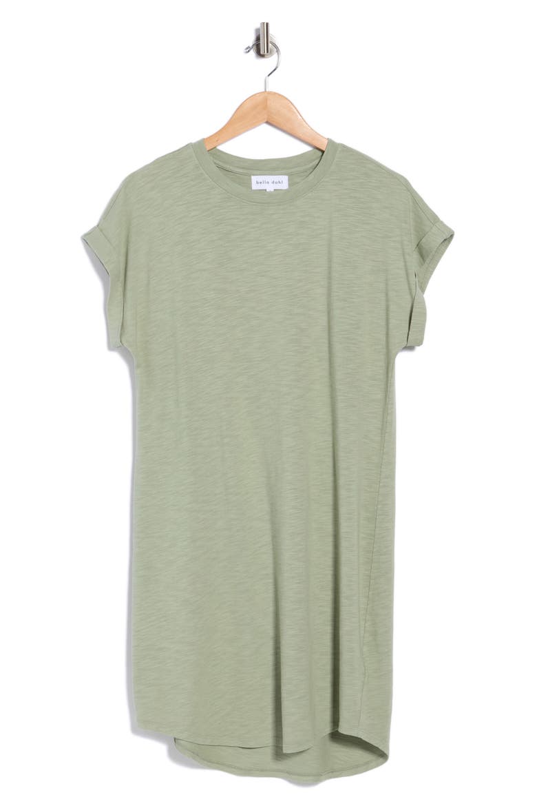 Roll Sleeve Slub T-Shirt Dress, Alternate, color, OLIVE GROVE