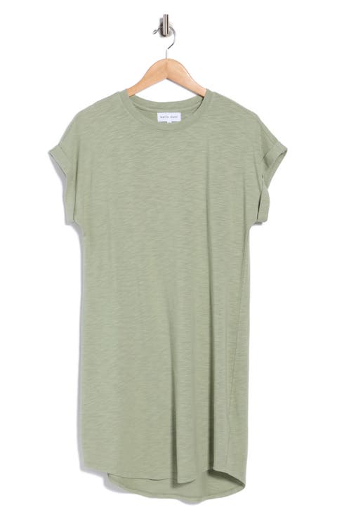 Roll Sleeve Slub T-Shirt Dress