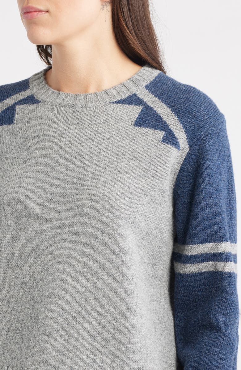 Pendleton Graphic Shetland Wool Sweater, Alternate, color, Grey/ Blue Heather