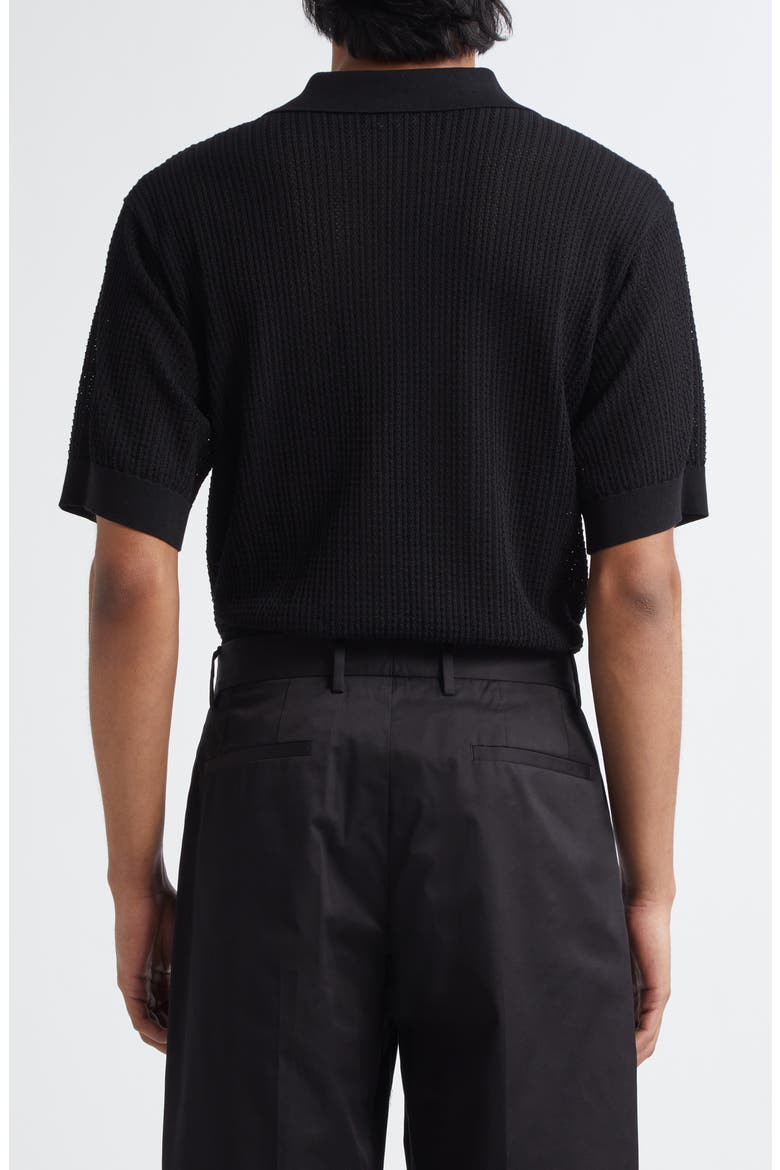 Ribbed Polo Sweater, Alternate, color, N0000 BLACK
