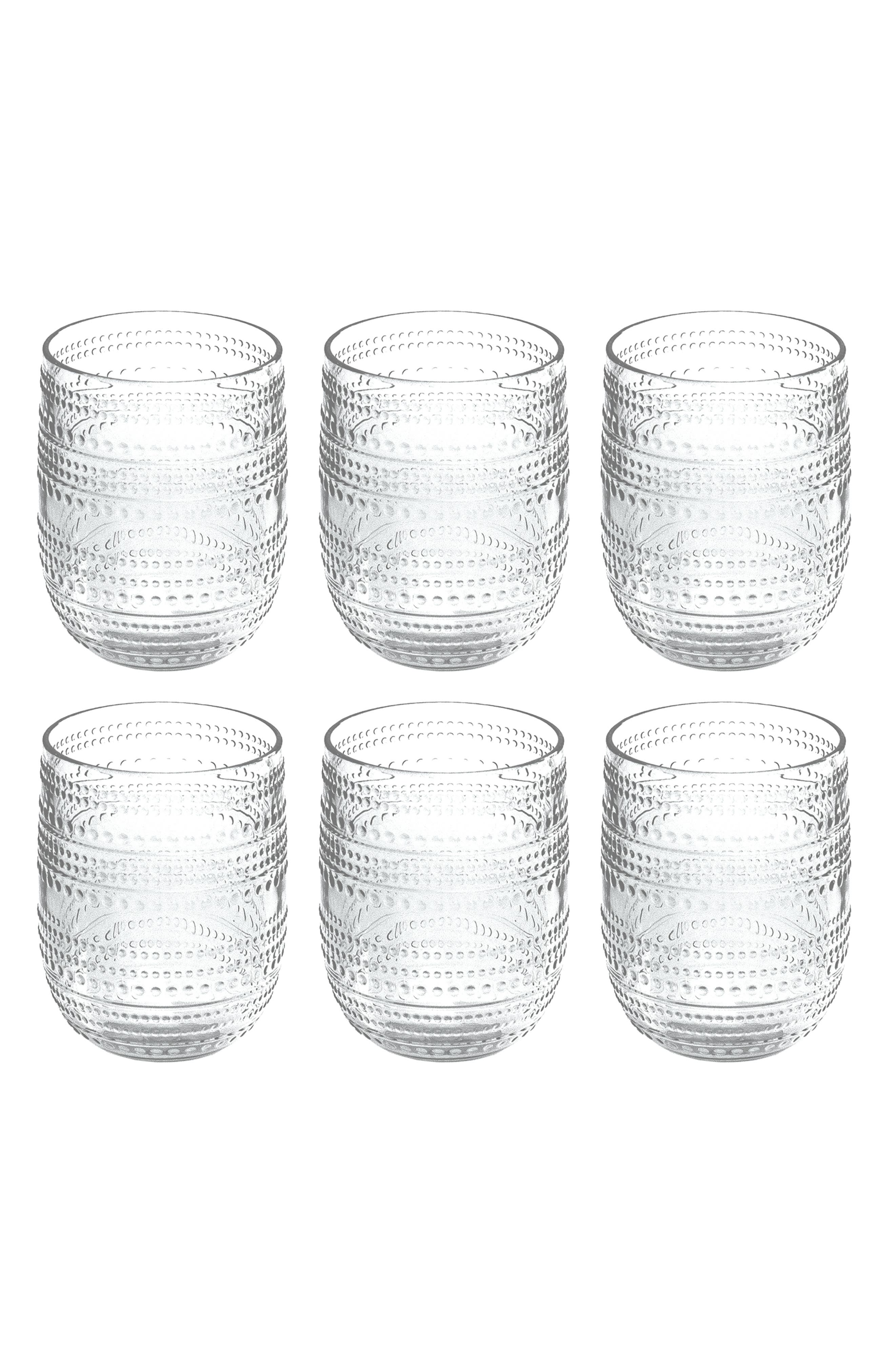 TarHong Set of 6 Beaded Stemless Glasses