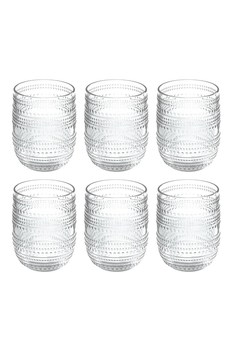 Set of 6 Beaded Stemless Glasses, Main, color, CLEAR