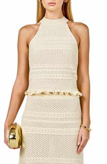 Pointelle Mock Neck Sweater Tank