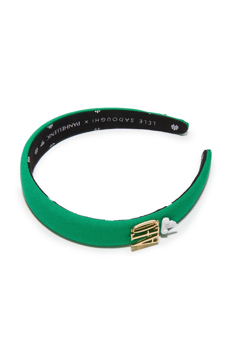 Lele Sadoughi Alpha Epsilon Phi Charlotte Headband, Main, color, Support Green 300