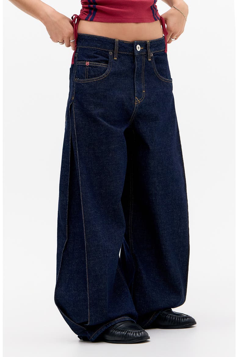Jaya Side Pleat Wide Leg Jeans, Main, color, RINSE
