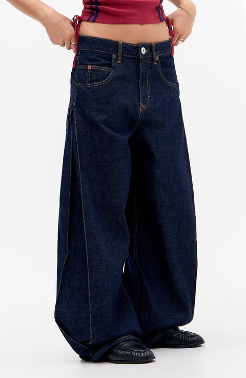 Jaya Side Pleat Wide Leg Jeans (Rinse)