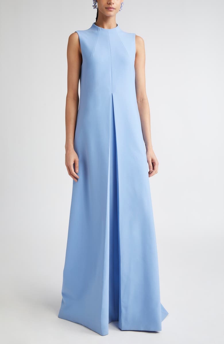 Carolina Herrera Mock Neck Pleated Gown, Main, color, Cornflower