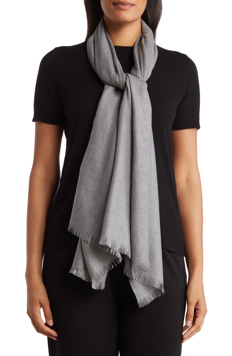 Amicale Solid Pashmina Scarf, Main, color, Grey