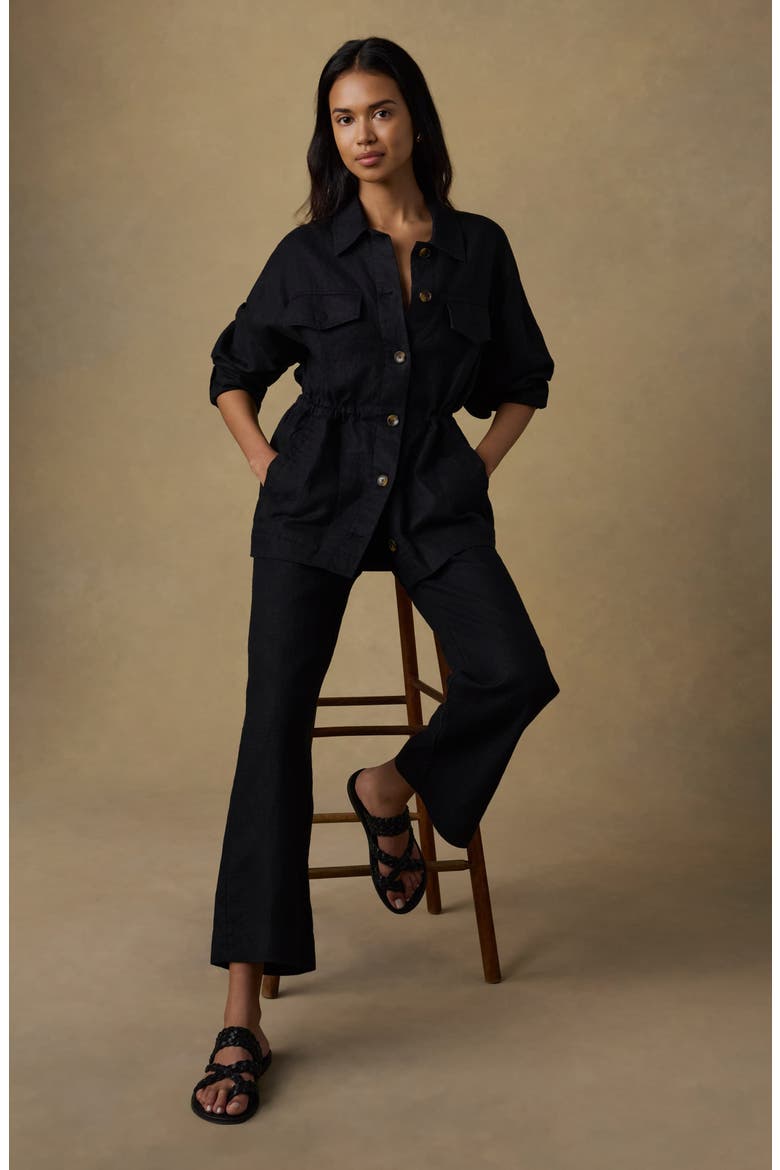 Sun Strider Wide Leg Linen Pants, Alternate, color, BLACK