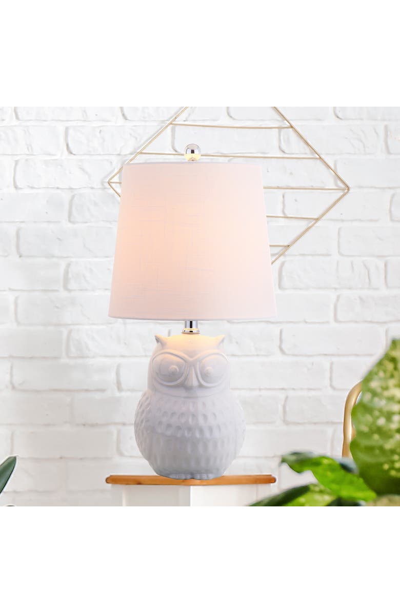 JONATHAN Y Hoot Ceramic Mini LED Table Lamp, Main, color, White