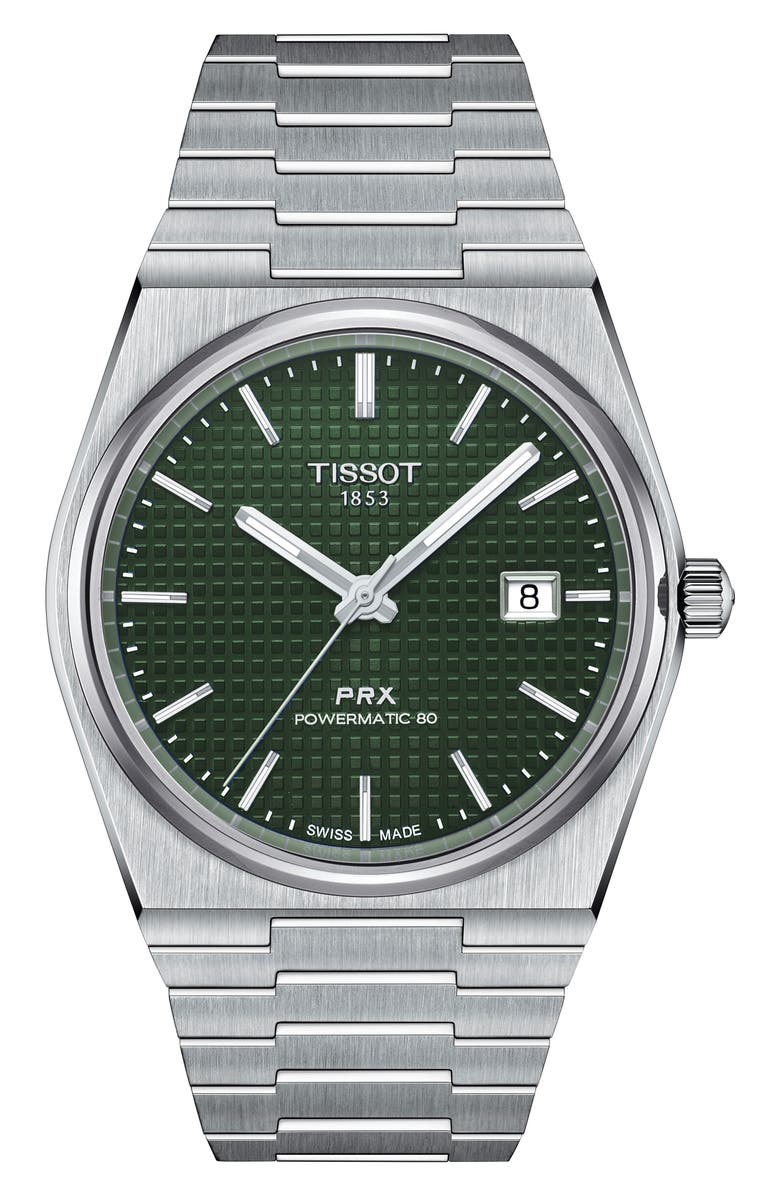 Tissot PRX Auto Powermatic 80 Bracelet Watch, 40mm, Main, color, Green