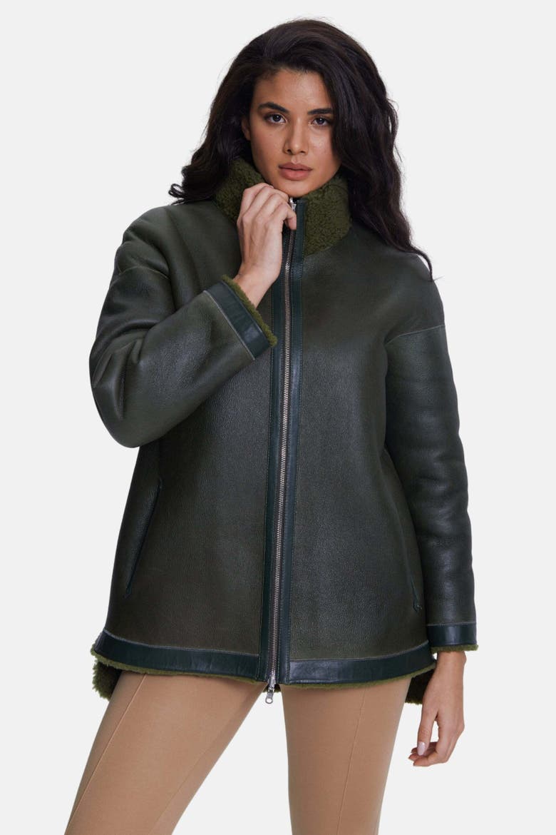 Simone Shearling Jacket, Alternate, color, Green