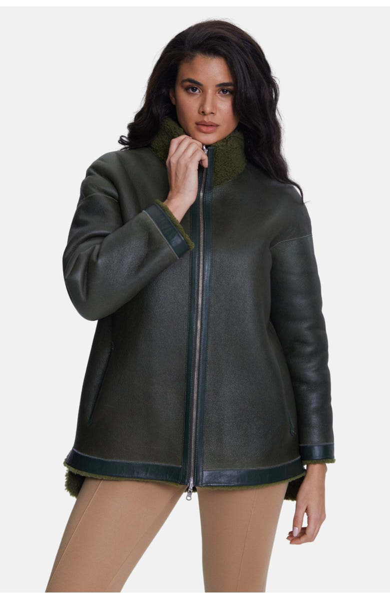 Furniq UK Simone Shearling Jacket, Alternate, color, Green