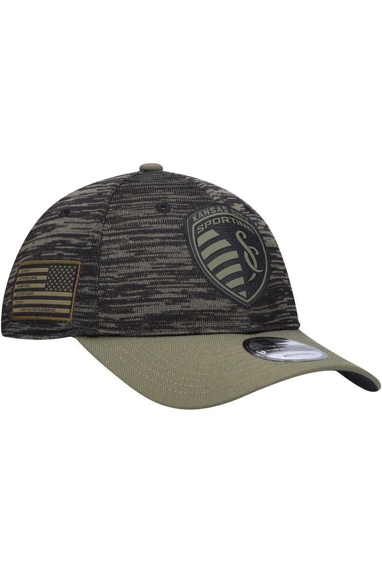 Men's New Era Olive Sporting Kansas City Salute To Service 9TWENTY Adjustable Hat, Alternate, color, Olive