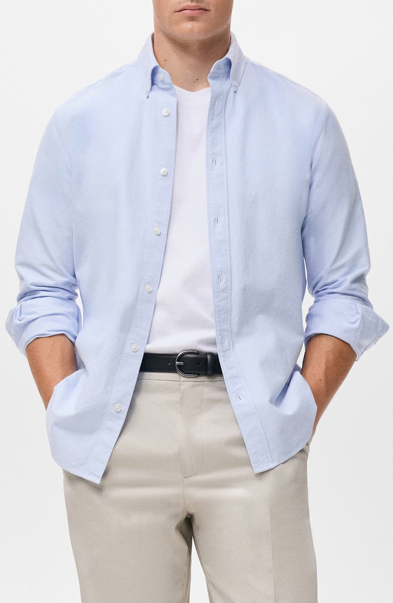 MANGO Regular Fit Oxford Button-Down Shirt, Main, color, Sky Blue