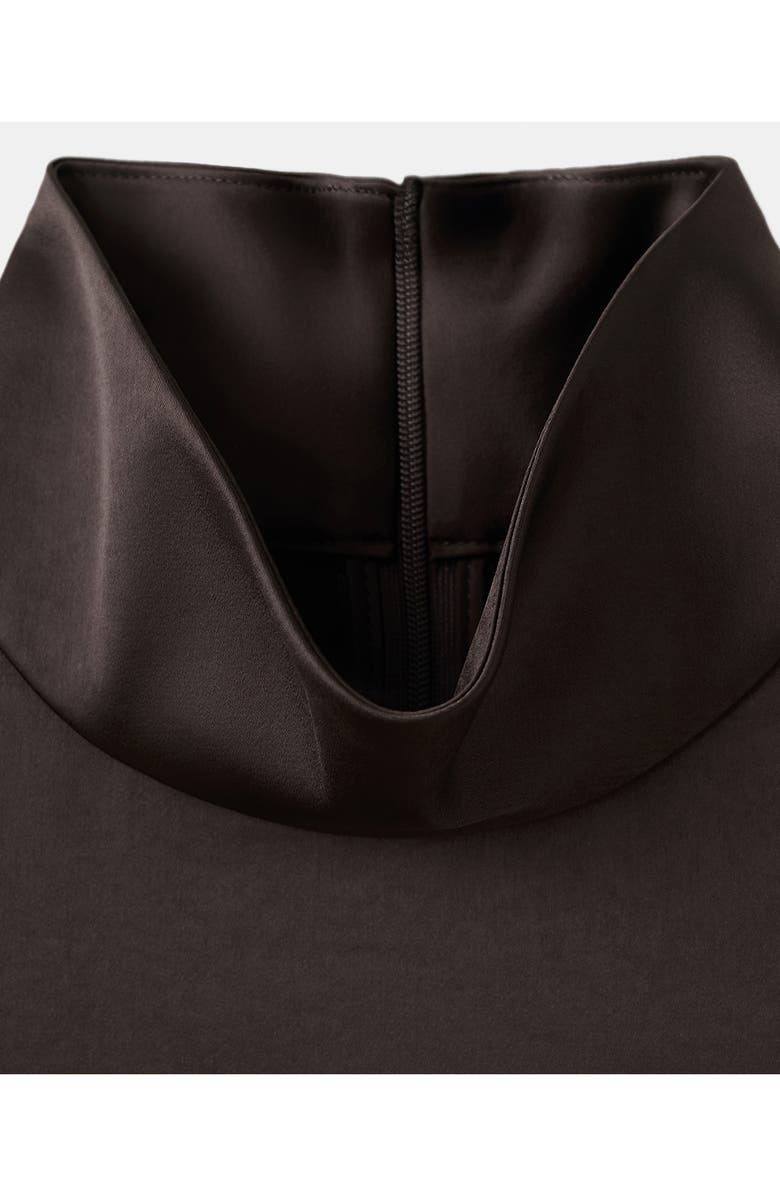 MANGO Mock Neck Sleeveless Satin Top, Alternate, color, Chocolate