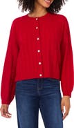 CeCe Jewel Button Cable Knit Crop Cardigan