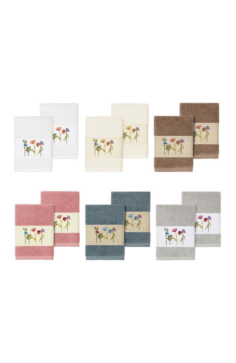 Linum Home Textiles Serenity Embellished Washcloth - Set of 2 - Latte, Alternate, color, 