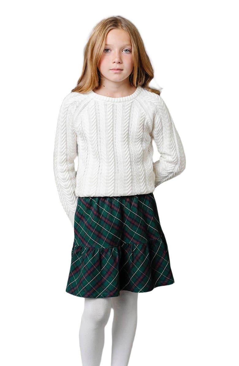 Hope & Henry Girls' Organic Flounce Party Skirt, Kids, Main, color, Merry Pine Plaid