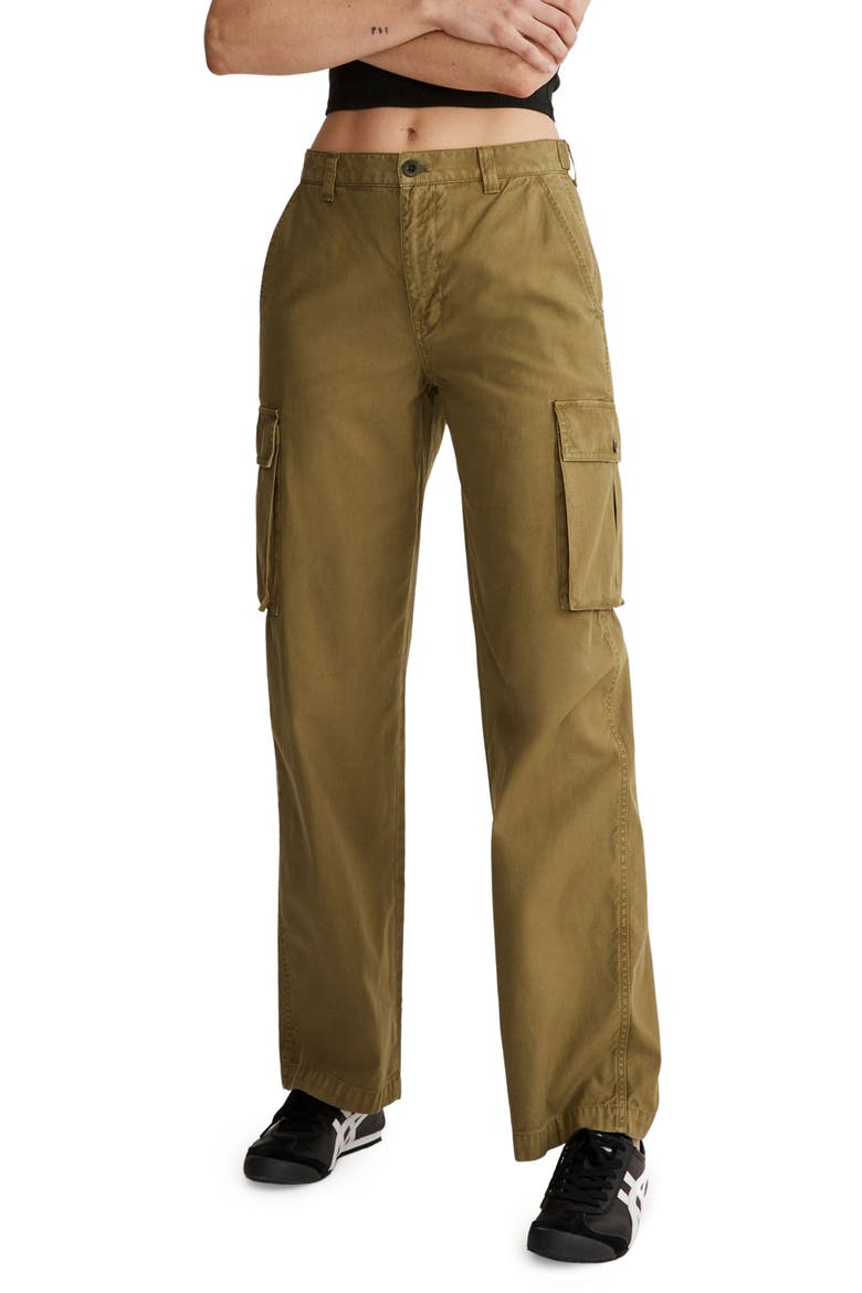 Garment Dyed Low-Slung Straight Leg Cargo Pants, Main, color, CLASSIC OLIVE