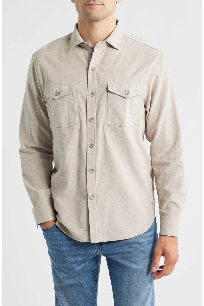 Coastline Cord Heather Bay Cotton Corduroy Button-Up Shirt, Main, color, MOREL HEATHER