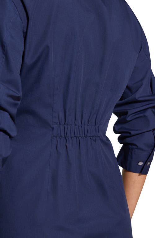 Theory Linen Blend Shirtdress In Nocturne Navy