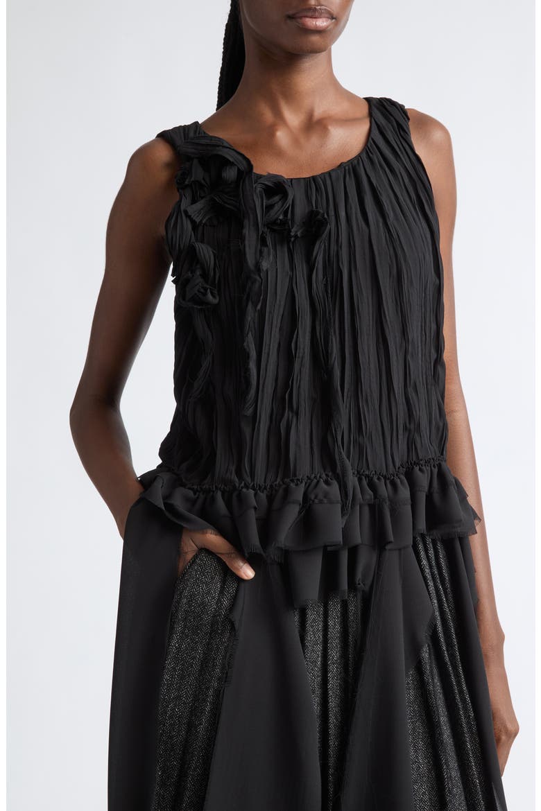 Pleated Georgette Tank, Alternate, color, BLACK GEORGETTE