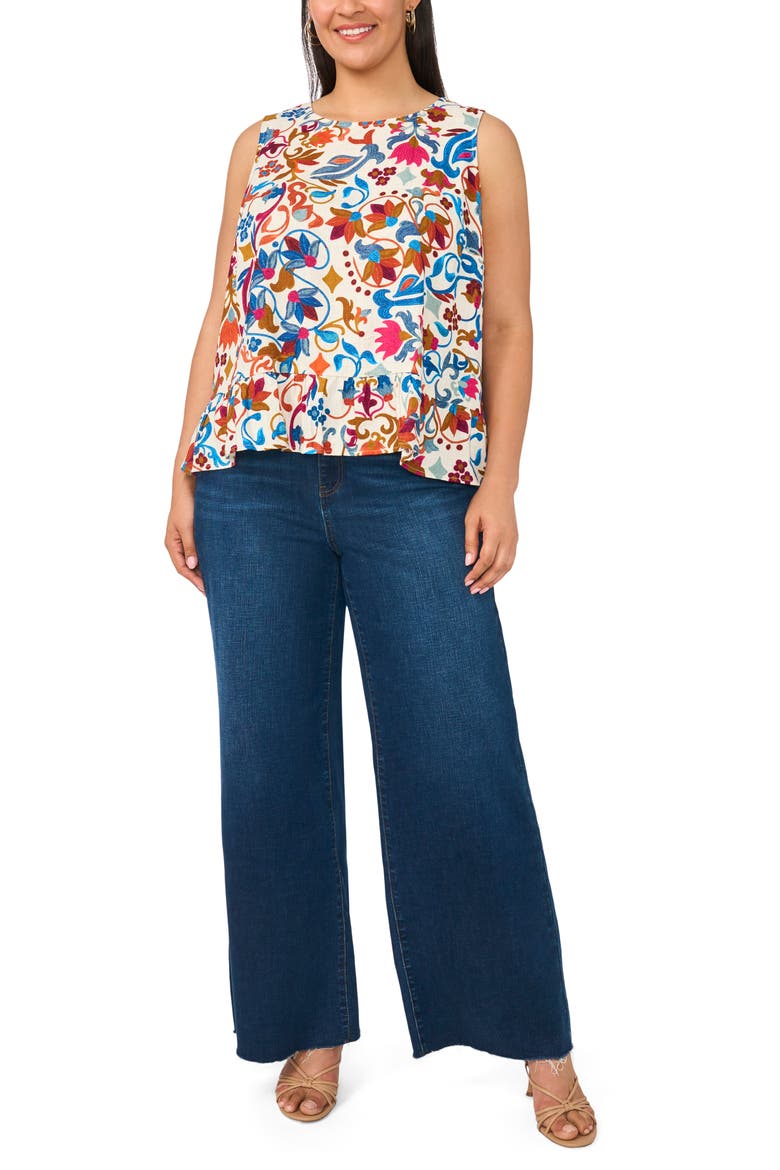 Sleeveless Peplum Top, Alternate, color, ORANGE FIZZ