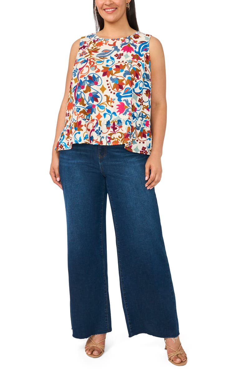 Vince Camuto Sleeveless Peplum Top, Alternate, color, Orange Fizz