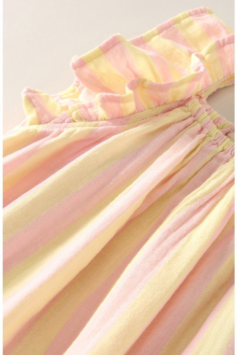 Kids' Double Ruffle Dress, Alternate, color, PINK- YELLOW SUNNY STRIPE