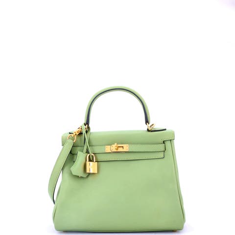 Kelly Handbag Green Swift with Gold Hardware 25