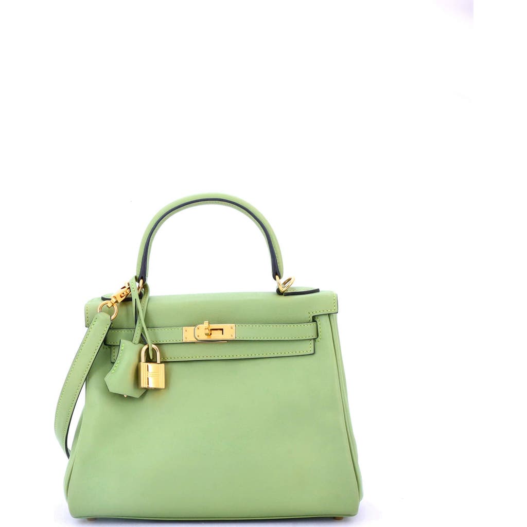 Pre-owned Hermes Hermes Kelly Handbag Green Swift With Gold Hardware 25 In Green