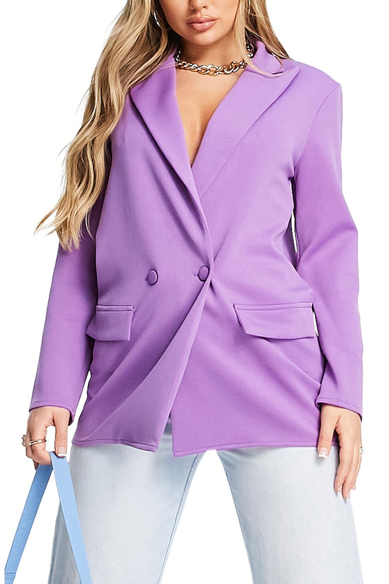 Sturctured Jersey Oversize Suit Blazer, Main, color, PURPLE