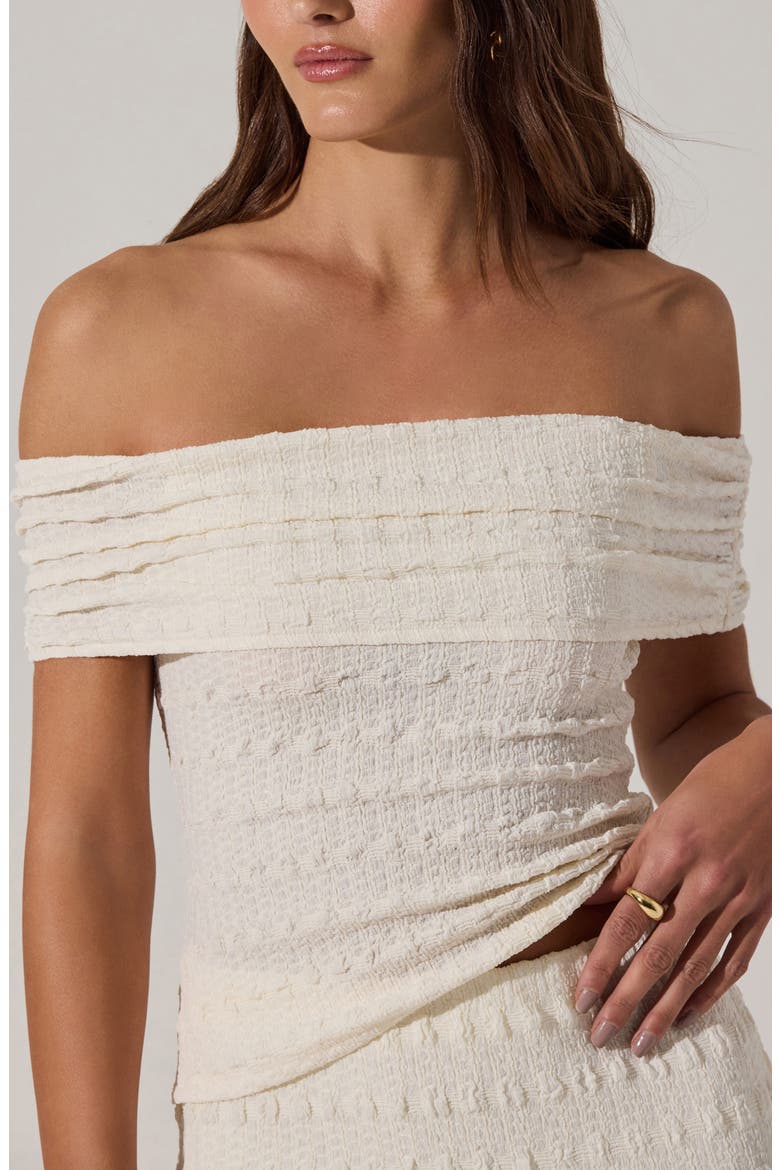 Off the Shoulder Textured Knit Top, Alternate, color, WHITE