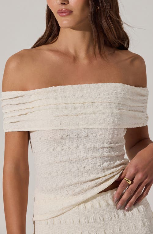 Astr The Label Off The Shoulder Textured Knit Top In White