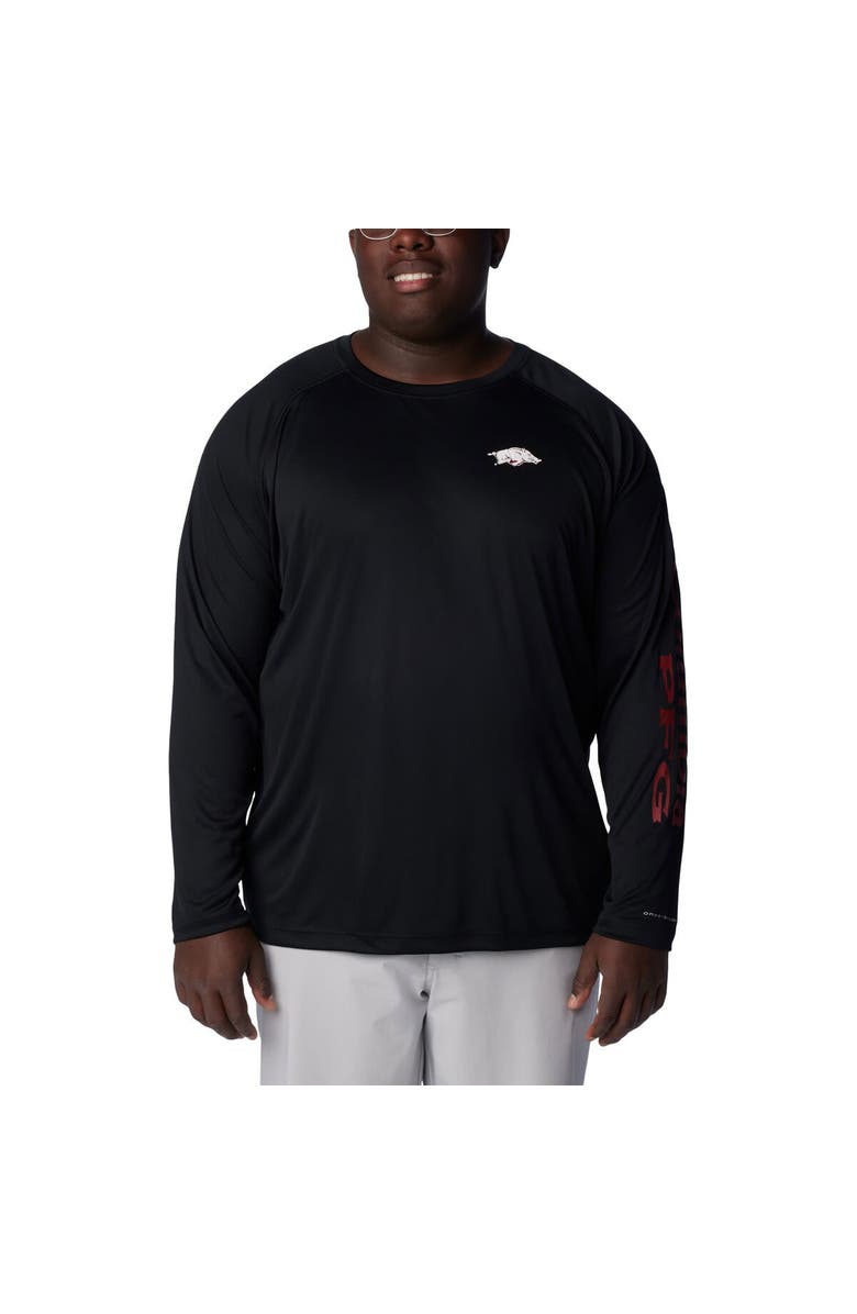 Columbia Men's Columbia Black Arkansas Razorbacks Big & Tall PFG Terminal Tackle Omni-Shade Raglan Long Sleeve T-Shirt, Main, color, Black