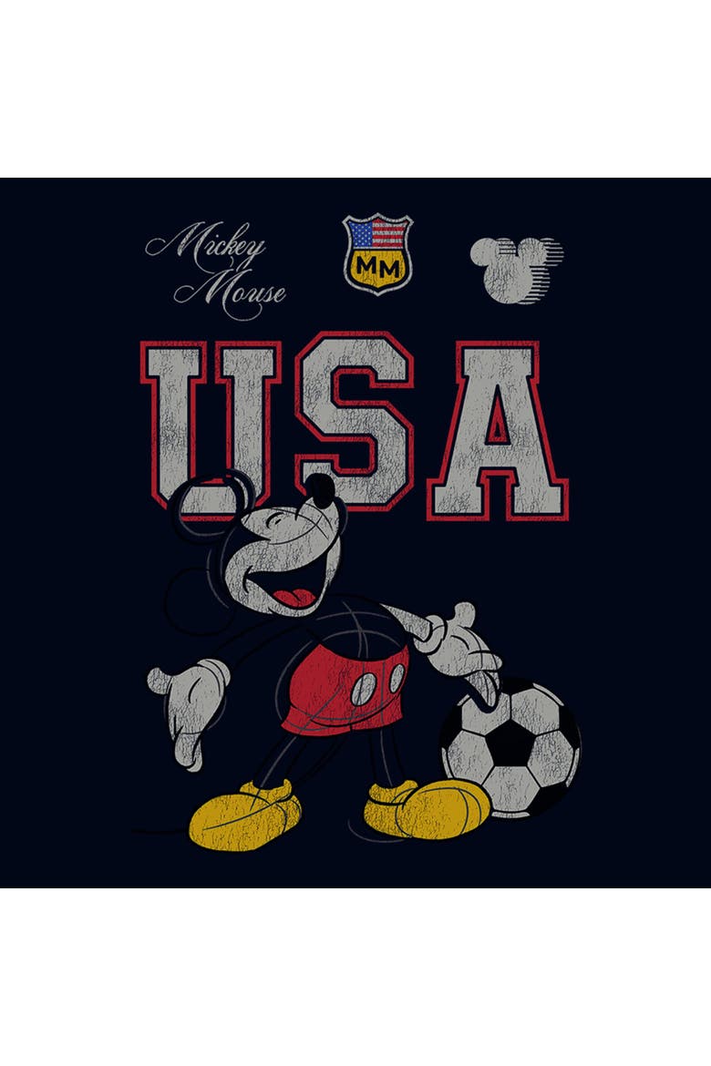 Girl's Mickey & Friends Happy Soccer Pose  Graphic T-Shirt, Alternate, color, Navy Blue