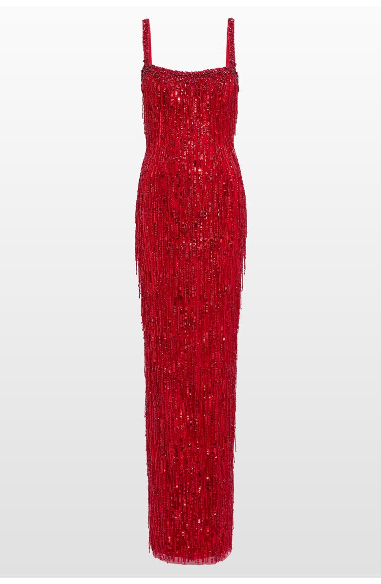 Jenny Packham Fleur Embellished Maxi Dress, Main, color, Chili Red