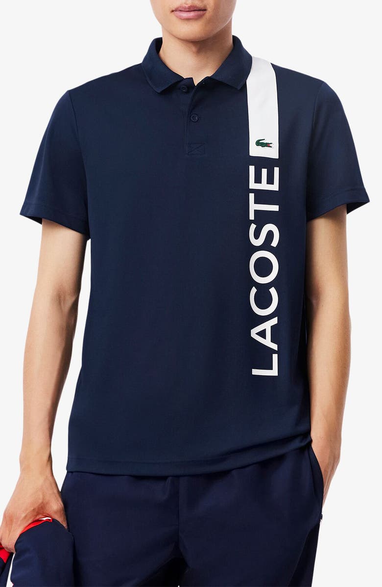Lacoste Regular Fit Colorblock Performance Piqué Polo, Main, color, Navy Blue/ Navy Blue-White