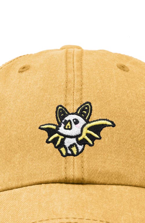 Dalix Honduran Bat Embroidered Dad Hat In Washed Gold