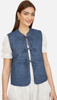 Yumi Reversible Quilted Tie-Front Waistcoat
