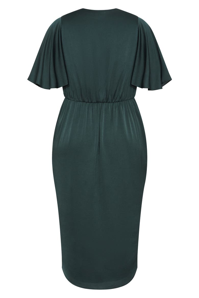 Soft Ruffle Faux Wrap Midi Dress, Alternate, color, EMERALD