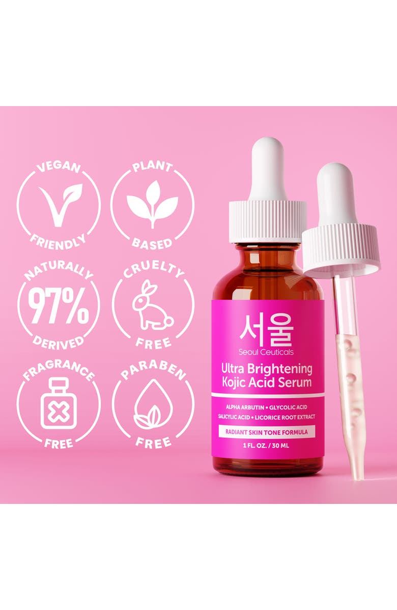 Seoul Ceuticals Korean Skincare Ultra Brightening Kojic Acid Serum, Alternate, color, Clear
