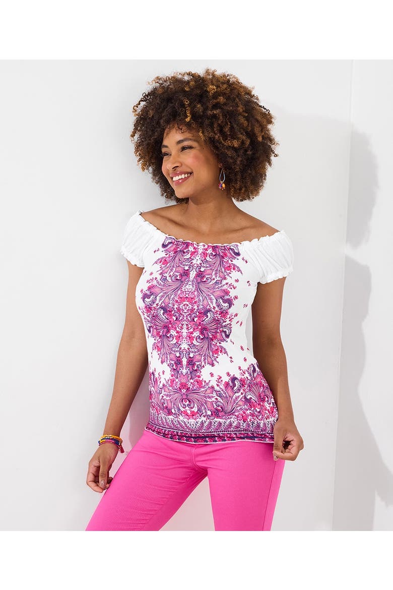 Off The Shoulder Tee, Main, color, PAISLEY SCROLL MEDALLION