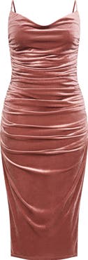 City Chic Athera Ruched Velvet Midi Dress